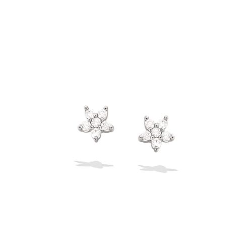 Boucles d’oreilles puces fleurs oxydes blancs diamètre 5 mm - Argent 925