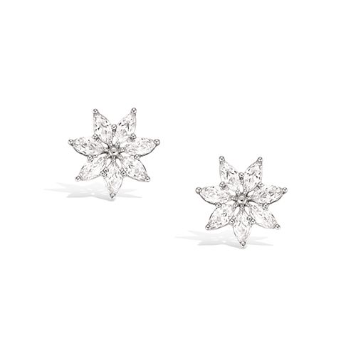 Boucles d’oreilles marquises fleuries oxydes diamètre 10 mm - Argent 925