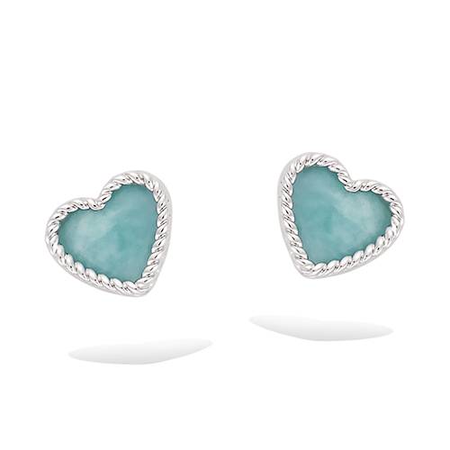 Boucles d’oreilles cœur amazonite véritable - Argent 925