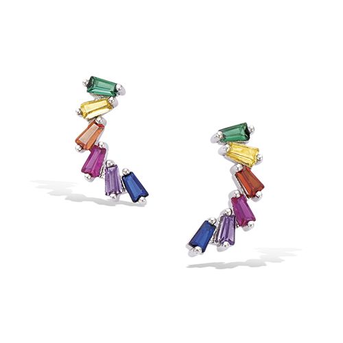 Boucles d’oreilles lobe couleurs rainbow - Argent 925