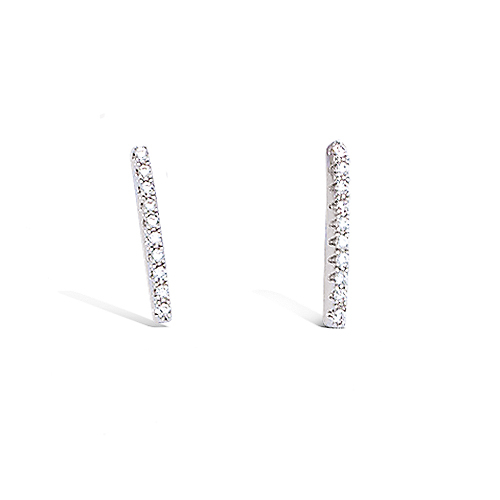 Boucles d’oreilles barrette oxydes blancs diamètre 15 mm - Argent 925