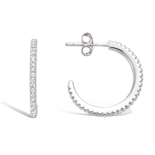 Boucles d’oreilles créoles oxydes de zirconium diamètre 20 mm - Argent 925