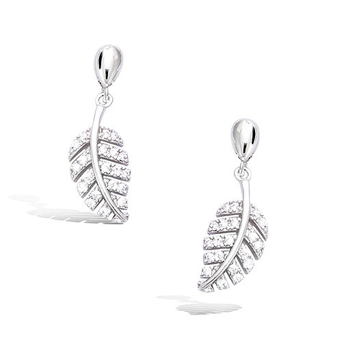 Boucles d’oreilles pendantes feuillage oxydes diameter 7 mm - Argent 925