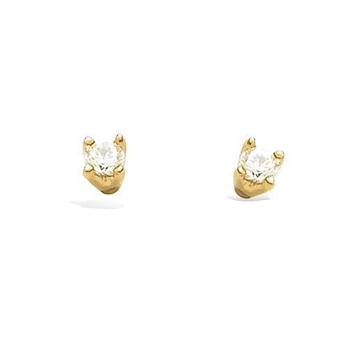 Boucles d’oreilles clous tulipe oxydes de zirconium 3 mm - Plaqué Or