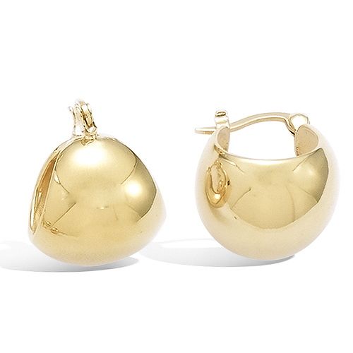 Boucles d’oreilles créoles boules lisses diamètre 15 mm - Plaqué Or