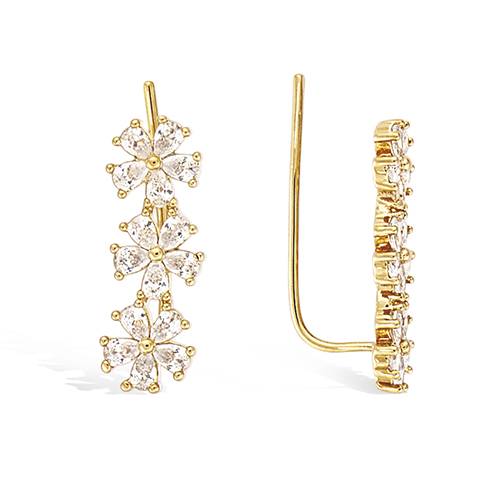 Boucles d’oreilles trio fleurs oxydes - Plaqué Or