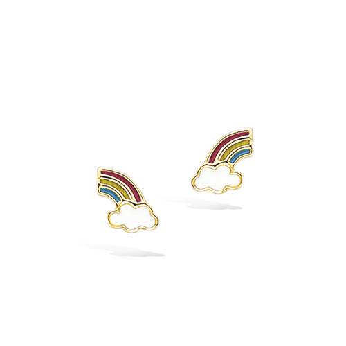 Boucles d’oreilles nuage arc-en-ciel - Plaqué Or