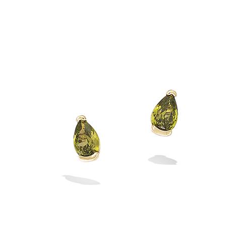 Boucles d’oreilles puces goutte oxydes olive - Plaqué Or