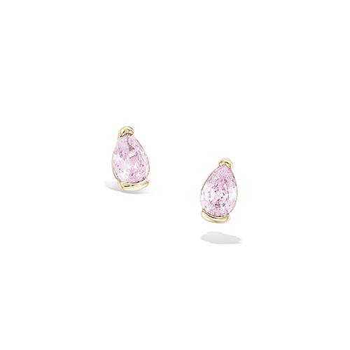 Boucles d’oreilles puces goutte oxydes rose - Plaqué Or