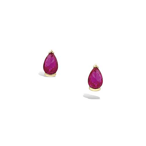 Boucles d’oreilles puces goutte fuchsia serti griffes - Plaqué Or