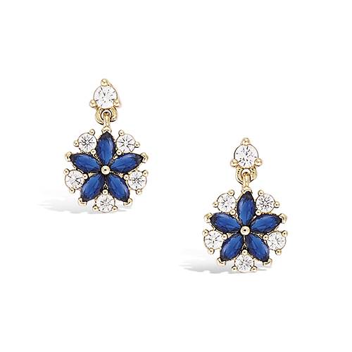 Boucles d’oreilles fleur saphir bleu - Plaqué Or
