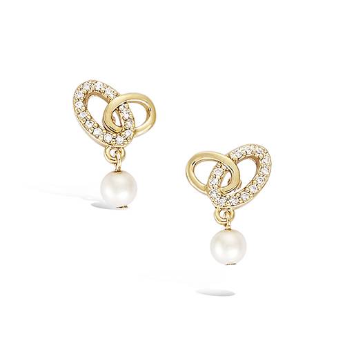 Boucles d’oreilles entrelacées oxydes blancs - Plaqué Or