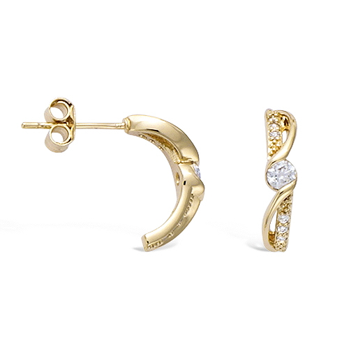 Boucles d’oreilles demi créole croisées oxydes diamètre 15 mm - Plaqué Or