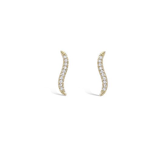 Boucles d’oreilles feuille pavé oxydes diamètre 15 mm - Plaqué Or