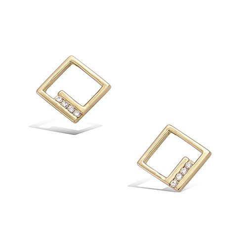 Boucles d’oreilles carrées ajourées oxydes diamètre 8 mm - Plaqué Or