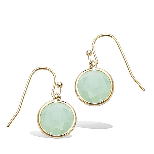 Boucles d’oreilles rondes vertes serti clos diamètre 11 mm - Plaqué Or