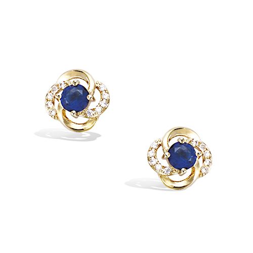 Boucles d’oreilles fleur ajourée zirconium bleu diamètre 10 mm - Plaqué Or