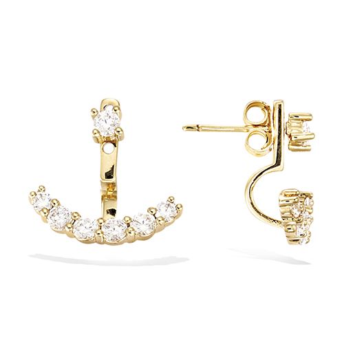 Boucles d’oreilles jacket oxydes blancs - Plaqué Or