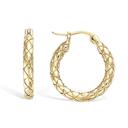 Boucles d’oreilles créoles épaisses texturées diamètre 20 mm - Plaqué Or