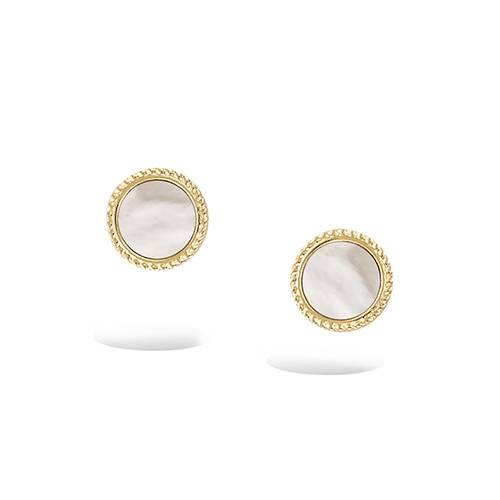 Boucles d’oreilles puces rondes nacre véritable - Plaqué Or
