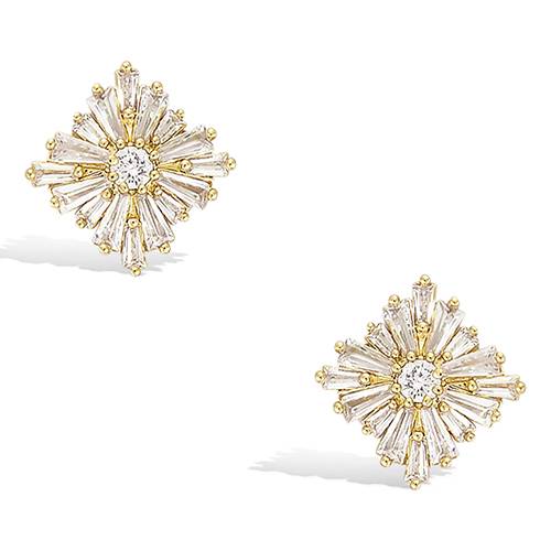 Boucles d'oreilles puces fleur oxydes - Plaqué Or