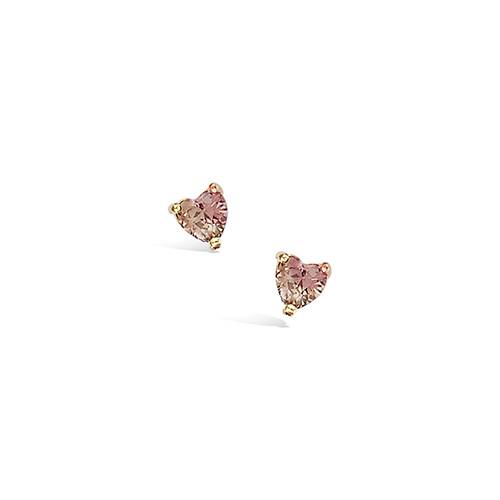Boucles d’oreilles puces cœur smoky rose - Plaqué Or