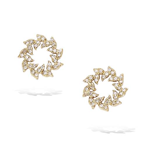 Boucles d’oreilles cercle évidé oxydes blancs - Plaqué Or