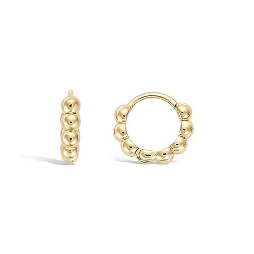 Boucles d’oreilles mini créoles boule diamètre 12 mm - Plaqué Or