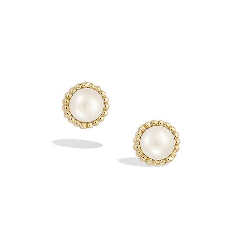 Boucles d’oreilles rondes perle d'eau douce véritable - Plaqué Or