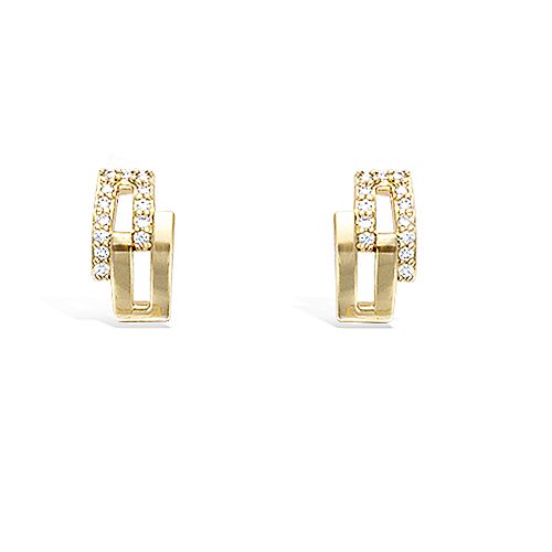 Boucles d’oreilles rectangle entrelacé oxydes - Plaqué Or