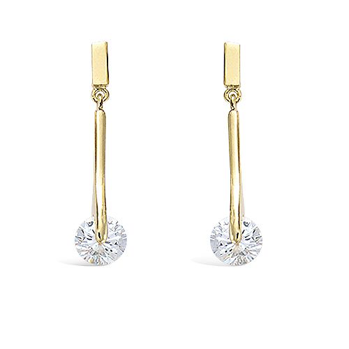 Boucles d'oreilles pendantes oxydes blancs - Plaqué Or