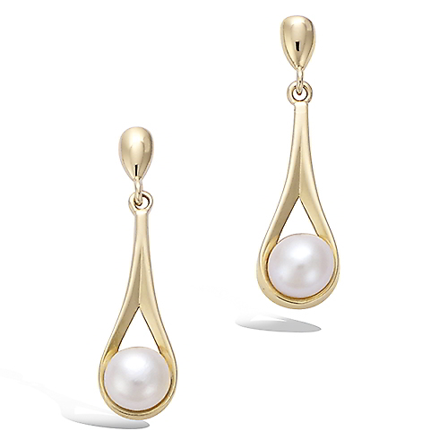 Boucles d’oreilles goutte perle d'eau douce diamètre 17 mm - Plaqué Or