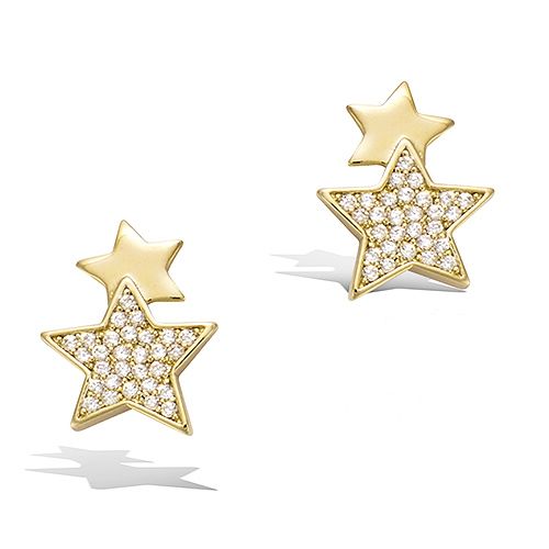 Boucles d’oreilles double étoiles oxydes - Plaqué Or