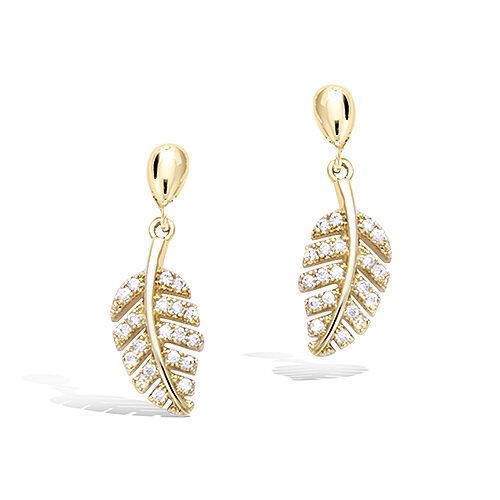 Boucles d’oreilles pendantes feuillage oxydes diamètre 7 mm - Plaqué Or