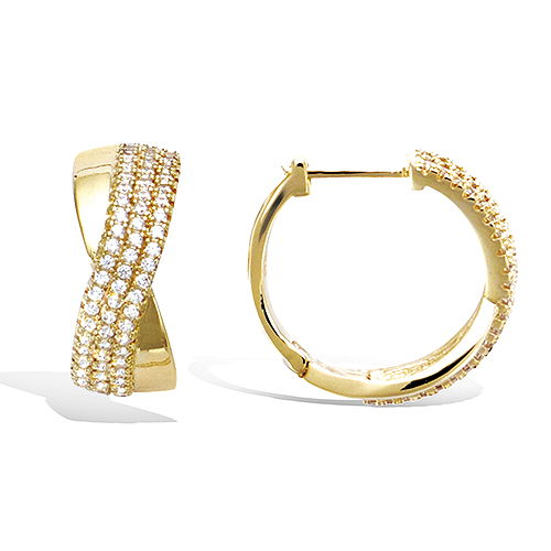 Boucles d’oreilles créoles croisées oxydes diamètre 18 mm - Plaqué Or