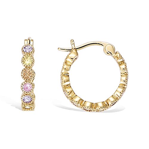 Boucles d’oreilles créoles roses oxydes diamètre 17 mm - Plaqué Or