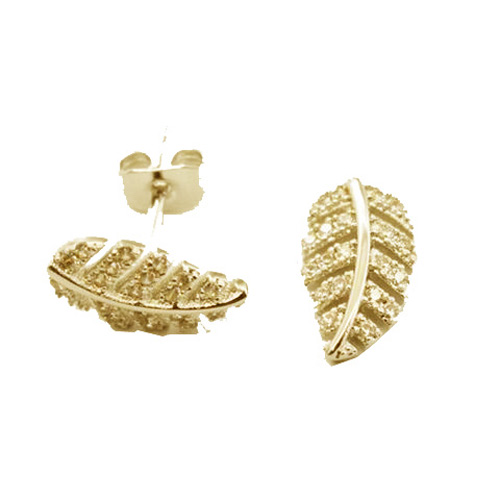 Boucles d’oreilles feuillage oxydes blancs diamètre 5 mm - Plaqué Or