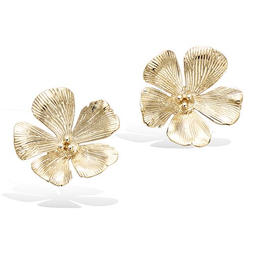Boucles d’oreilles fleur lisse diamètre 20 mm - Plaqué Or