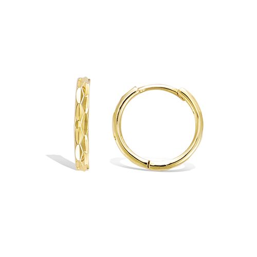 Boucles d’oreilles créole diamantée diamètre 14 mm - Plaqué Or