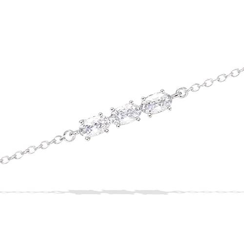 Bracelet trio oxydes blancs serti griffes - Argent 925