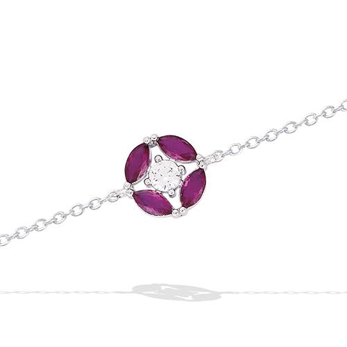 Bracelet rond marquises fuchsia - Argent 925