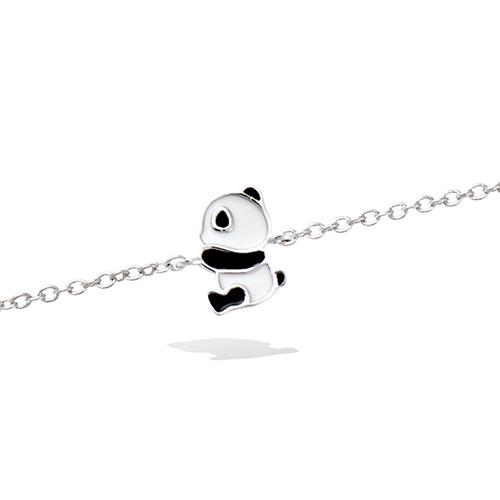 Bracelet panda émail noir et blanc - Argent 925