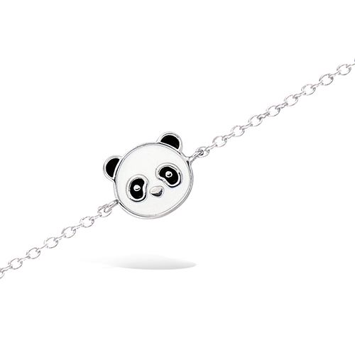 Bracelet enfant motif panda émail noir et blanc - Argent 925