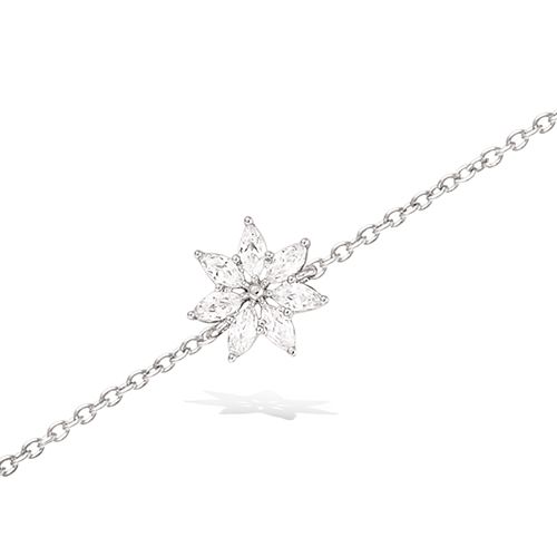Bracelet fleur marquises oxydes blancs - Argent 925
