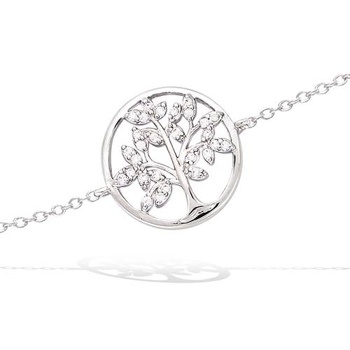 Bracelet arbre de vie oxydes blancs - Argent 925