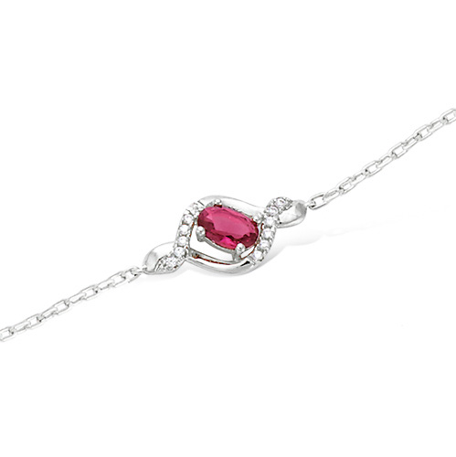 Bracelet goutte couleur rubis - Argent 925