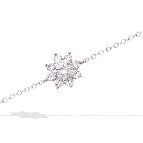 Bracelet fleur oxydes blancs - Argent 925