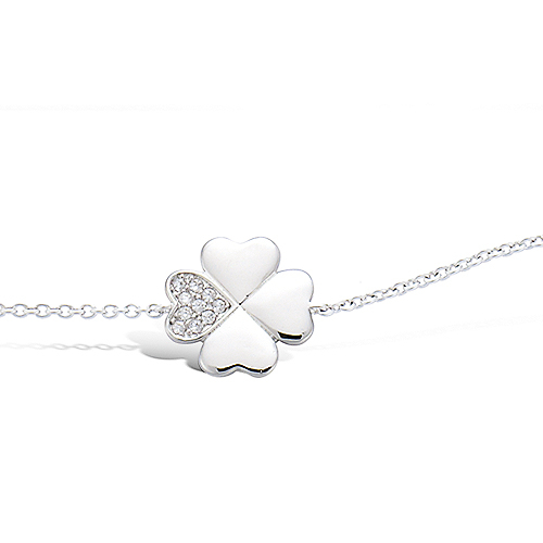 Bracelet trèfle oxydes de zirconium blancs - Argent 925