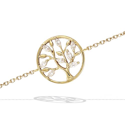 Bracelet cercle arbre de vie oxydes - Plaqué Or