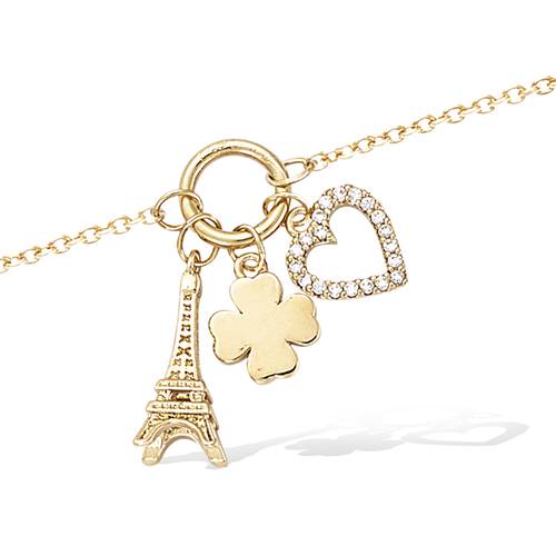 Bracelet coeur évidé et trèfle - Plaqué Or